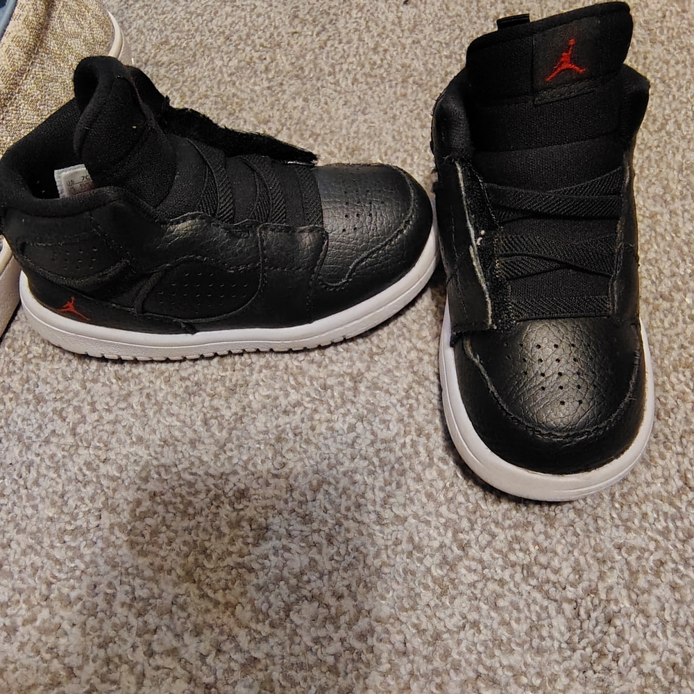 Air Jordan Kids Black and Red Sneakers